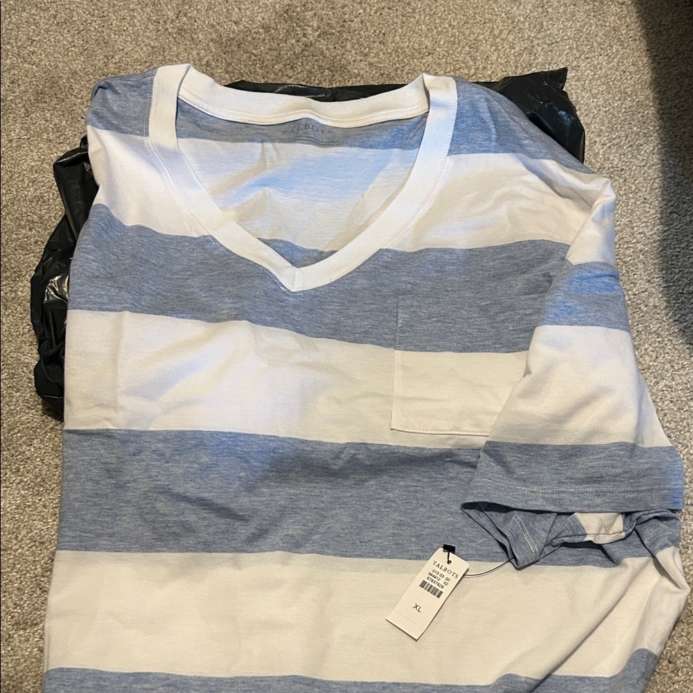 Talbots Blue and White Striped Short Sleeve Tee